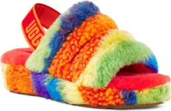 UGG Women's Fluff Yeah Slide Cali Collage -Ugg ugg womens fluff yeah slide cali collage rainbow stripes 1120002 rstr 40335.1622215281